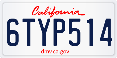 CA license plate 6TYP514