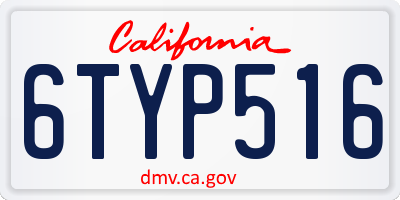 CA license plate 6TYP516