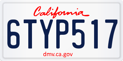 CA license plate 6TYP517