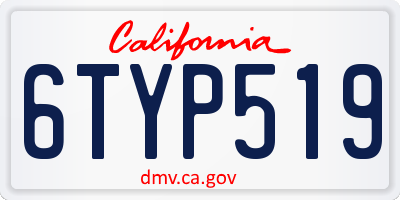 CA license plate 6TYP519