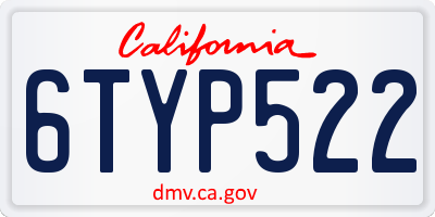 CA license plate 6TYP522