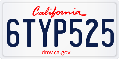CA license plate 6TYP525