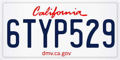 CA license plate 6TYP529