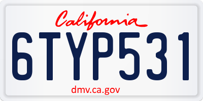 CA license plate 6TYP531