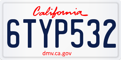 CA license plate 6TYP532
