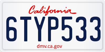 CA license plate 6TYP533