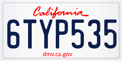 CA license plate 6TYP535