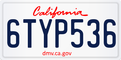 CA license plate 6TYP536