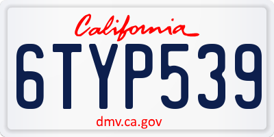 CA license plate 6TYP539