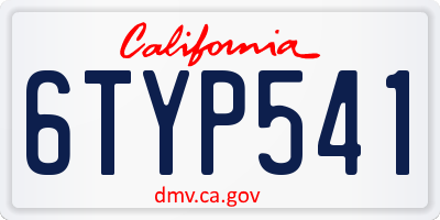 CA license plate 6TYP541