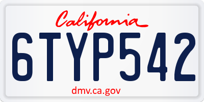 CA license plate 6TYP542