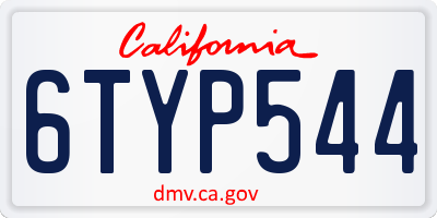 CA license plate 6TYP544