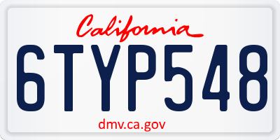 CA license plate 6TYP548