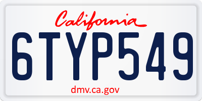 CA license plate 6TYP549