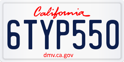 CA license plate 6TYP550