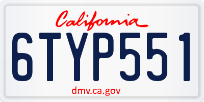 CA license plate 6TYP551