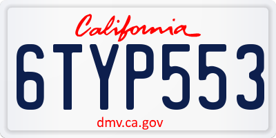 CA license plate 6TYP553