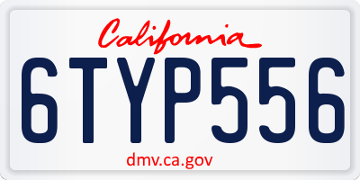 CA license plate 6TYP556