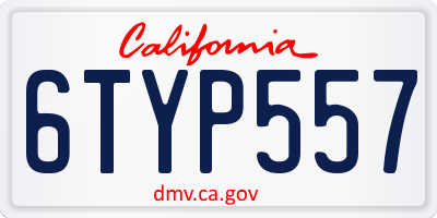 CA license plate 6TYP557