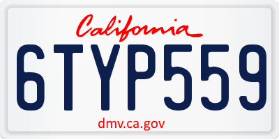 CA license plate 6TYP559