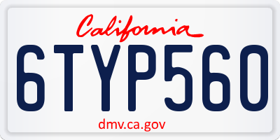 CA license plate 6TYP560