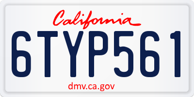 CA license plate 6TYP561