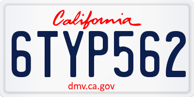 CA license plate 6TYP562