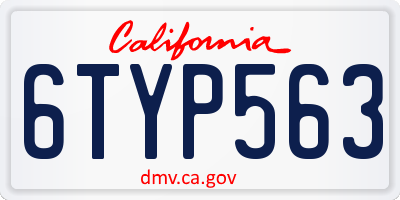 CA license plate 6TYP563