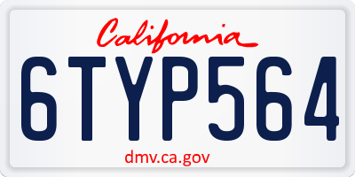 CA license plate 6TYP564