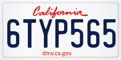 CA license plate 6TYP565