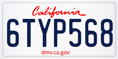 CA license plate 6TYP568