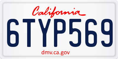 CA license plate 6TYP569