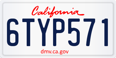 CA license plate 6TYP571
