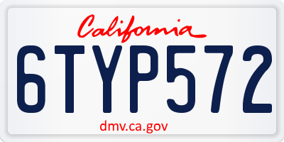 CA license plate 6TYP572