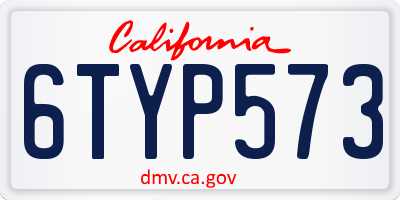CA license plate 6TYP573