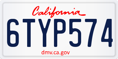 CA license plate 6TYP574