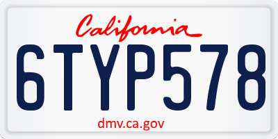 CA license plate 6TYP578