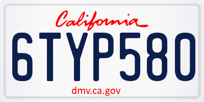 CA license plate 6TYP580