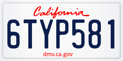 CA license plate 6TYP581