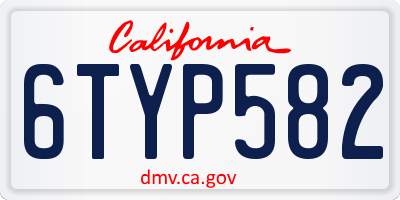 CA license plate 6TYP582
