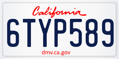 CA license plate 6TYP589