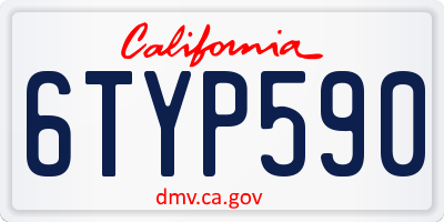 CA license plate 6TYP590