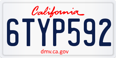 CA license plate 6TYP592