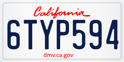 CA license plate 6TYP594