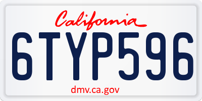 CA license plate 6TYP596