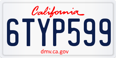 CA license plate 6TYP599
