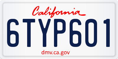 CA license plate 6TYP601