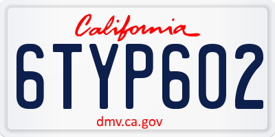 CA license plate 6TYP602
