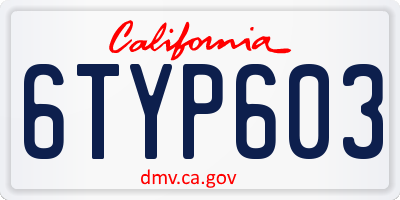 CA license plate 6TYP603