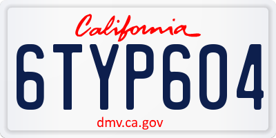 CA license plate 6TYP604